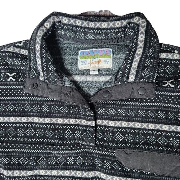 Jachs Cabin T Snap Fleece Mens XL Black and White Print Pullover - Picture 3 of 8